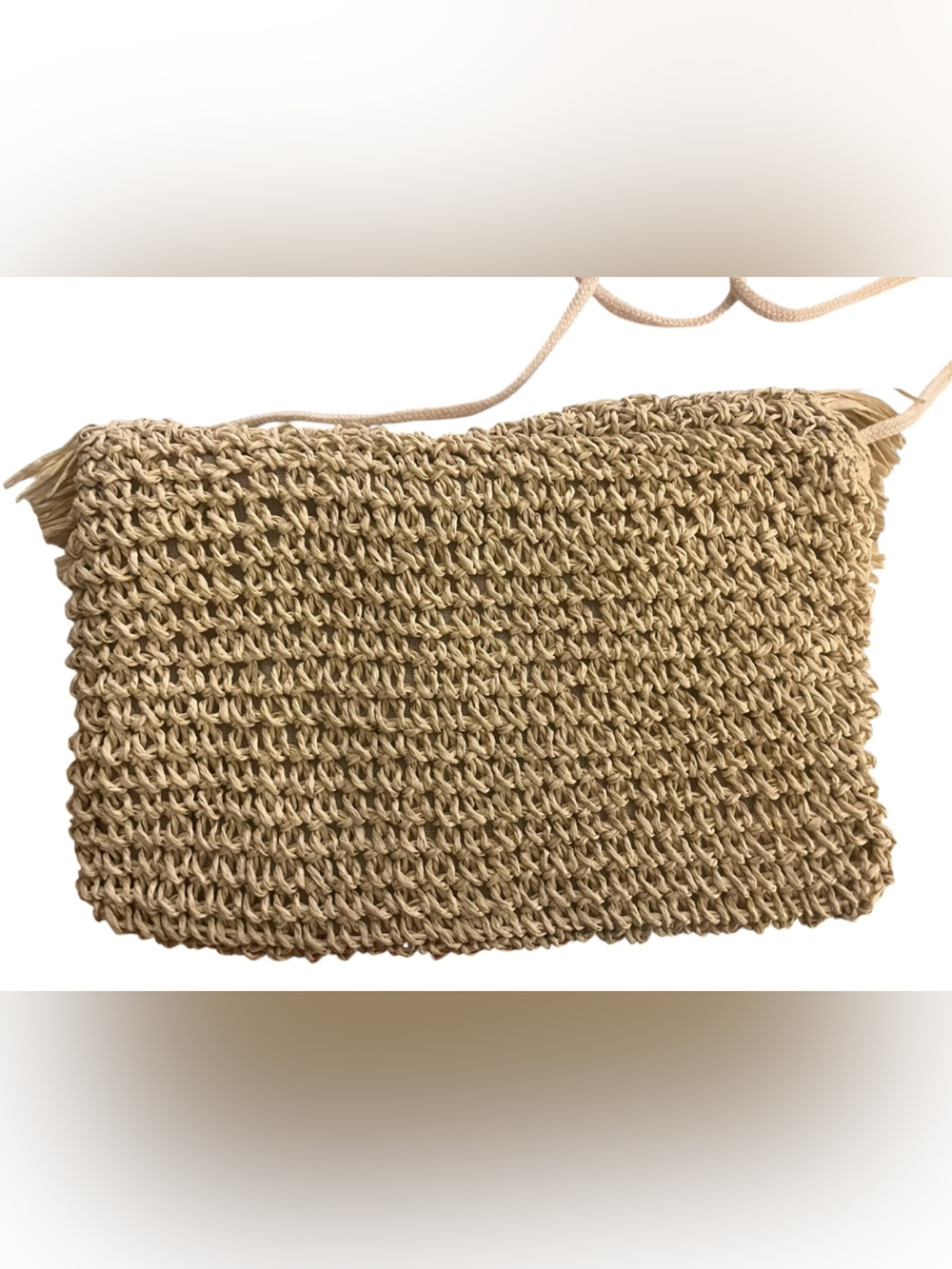 Woven Crossbody Bag Purse - Beige - Picture 2 of 5